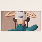 Woman Reading Newspaper Desk Mat Gallery Image 3