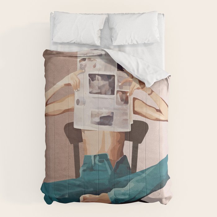 Woman Reading Newspaper Comforter Gallery Image 1