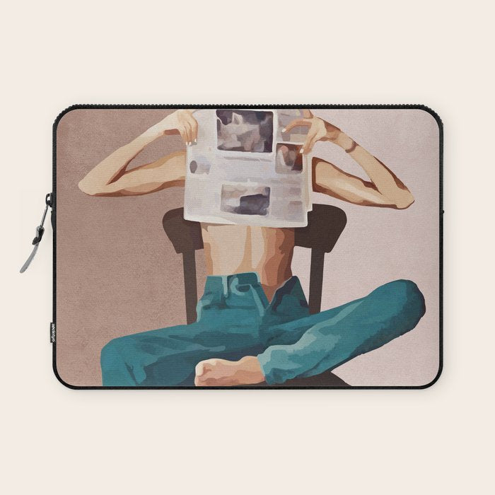 Woman Reading Newspaper Laptop Sleeve Gallery Image 1