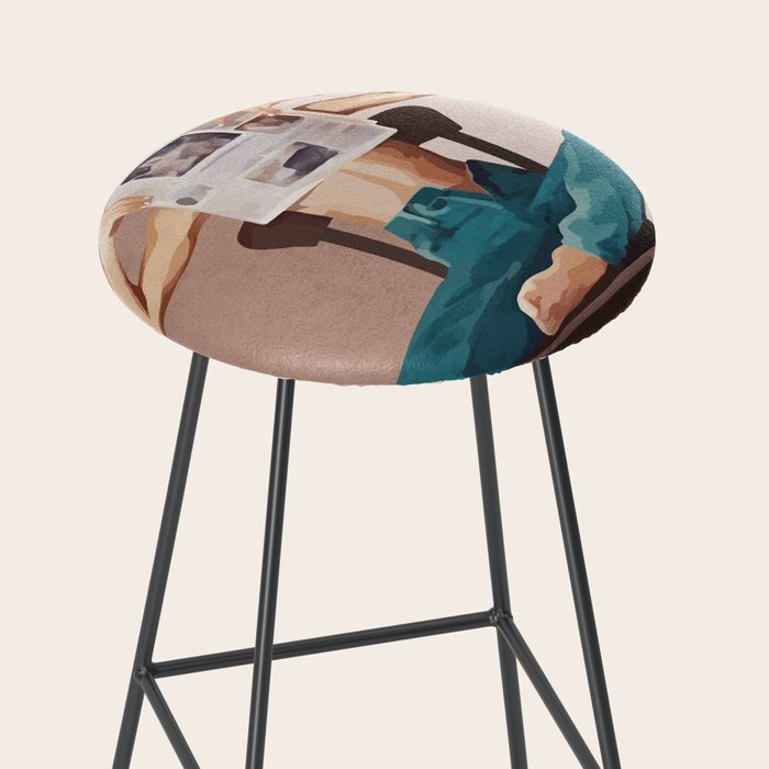 Woman Reading Newspaper Stool Gallery Image 2