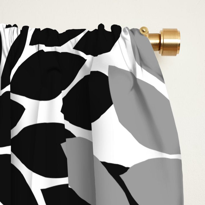 Aqua Black Gray Flower Burst Floral Pattern Window Curtain Gallery Image 2