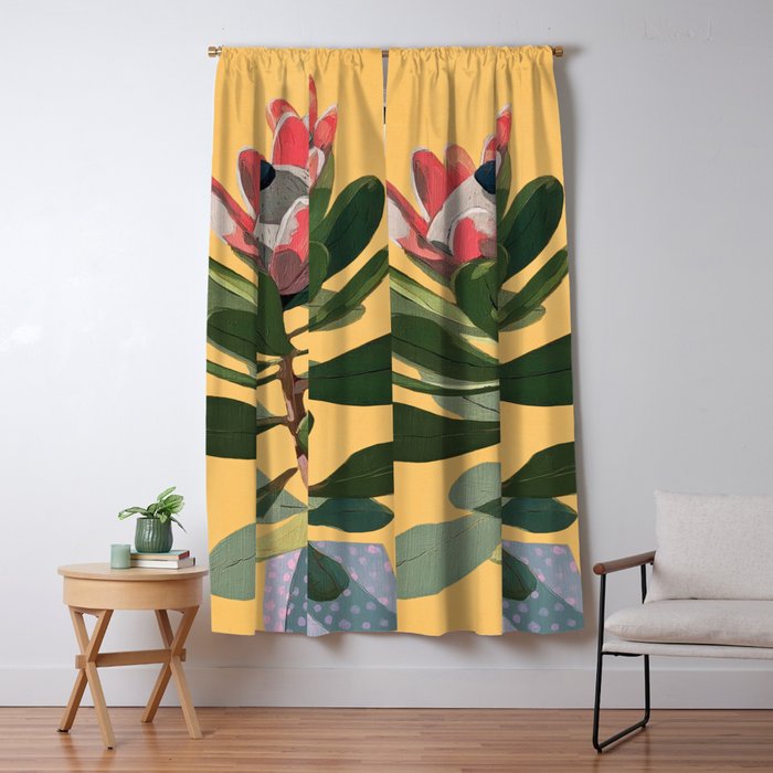 Protea Bloom with Sage Leaves Window Curtain Gallery Image 5