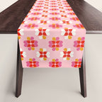 Retro Floral Pattern in Pink, Red, and Orange Table Runner Gallery Image 1