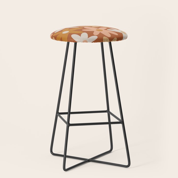 Daisy Time Floral Pattern Clay Blush Ochre Putty Earth Tones Stool Gallery Image 1