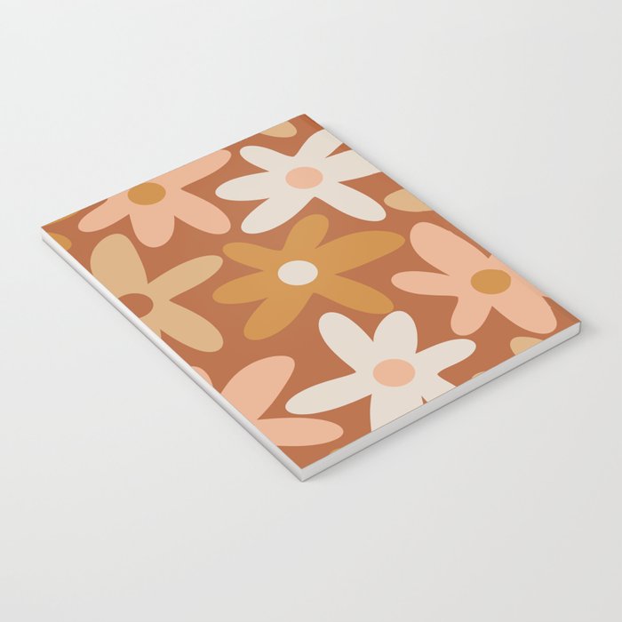 Daisy Time Floral Pattern Clay Blush Ochre Putty Earth Tones Notebook Gallery Image 3