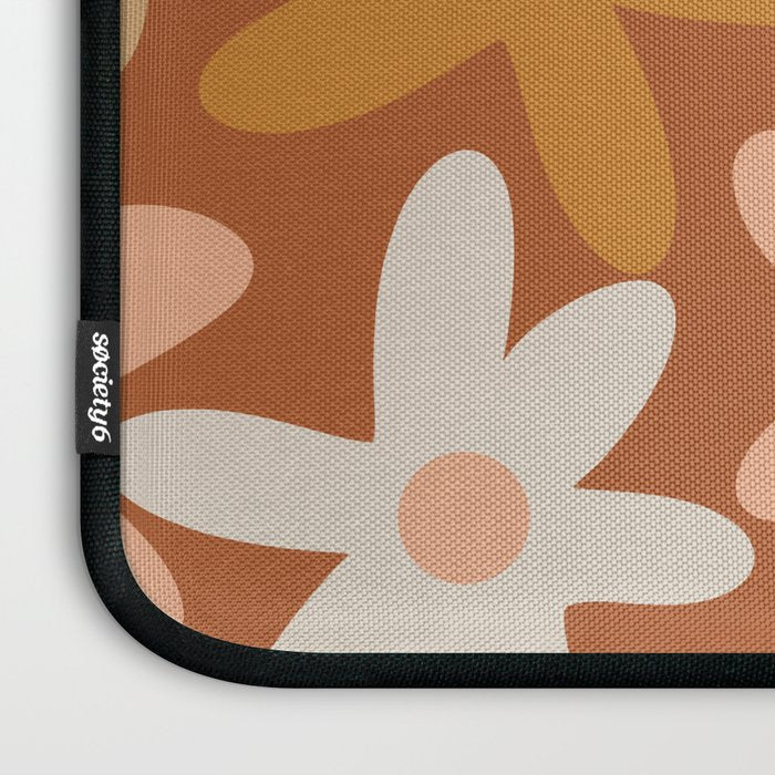 Daisy Time Floral Pattern Clay Blush Ochre Putty Earth Tones Laptop Sleeve Gallery Image 3