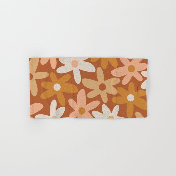 Daisy Time Floral Pattern Clay Blush Ochre Putty Earth Tones Bath Towel Gallery Image 1