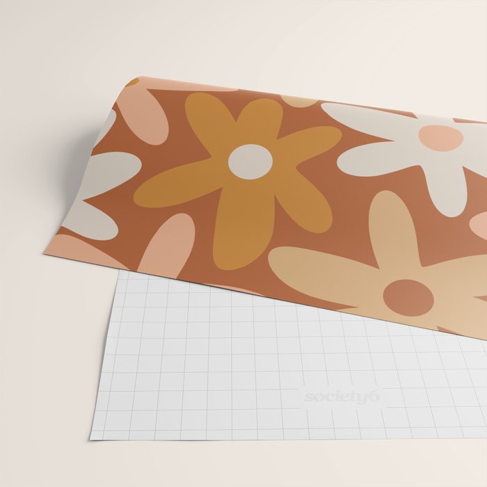 Daisy Time Floral Pattern Clay Blush Ochre Putty Earth Tones Wrapping Paper Gallery Image 2
