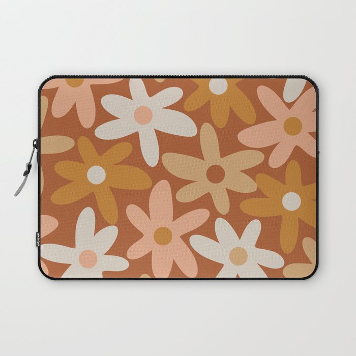 Daisy Time Floral Pattern Clay Blush Ochre Putty Earth Tones Laptop Sleeve Gallery Image 1