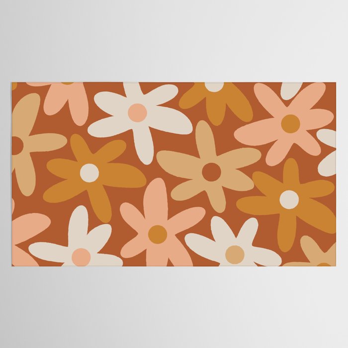 Daisy Time Floral Pattern Clay Blush Ochre Putty Earth Tones Tablecloth Gallery Image 2