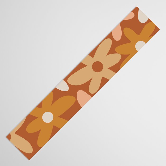 Daisy Time Floral Pattern Clay Blush Ochre Putty Earth Tones Table Runner Gallery Image 3
