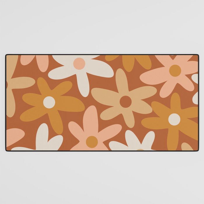 Daisy Time Floral Pattern Clay Blush Ochre Putty Earth Tones Desk Mat Gallery Image 3