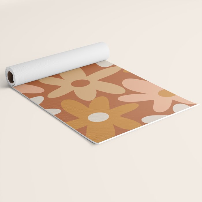 Daisy Time Floral Pattern Clay Blush Ochre Putty Earth Tones Yoga Mat Gallery Image 2