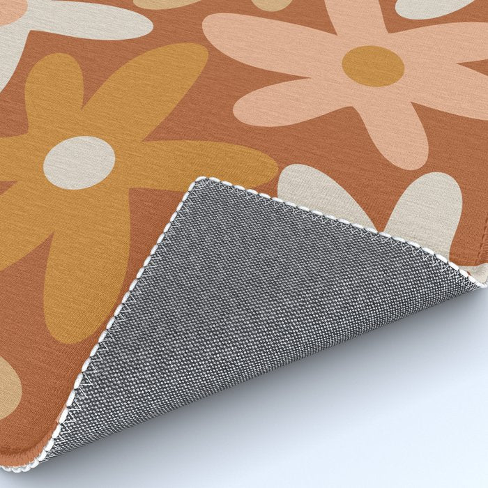 Daisy Time Floral Pattern Clay Blush Ochre Putty Earth Tones Rug Gallery Image 4