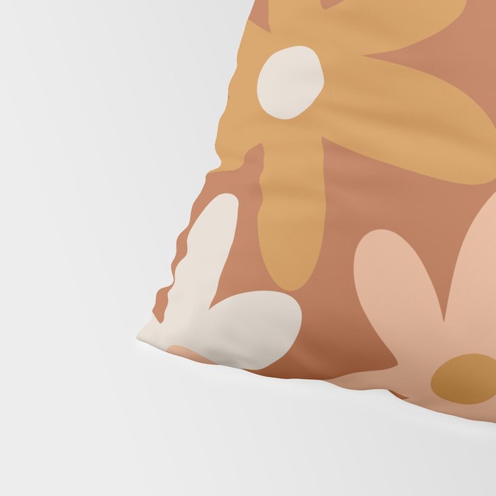 Daisy Time Floral Pattern Clay Blush Ochre Putty Earth Tones Pillow Sham Gallery Image 4