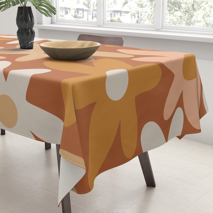 Daisy Time Floral Pattern Clay Blush Ochre Putty Earth Tones Tablecloth Gallery Image 3
