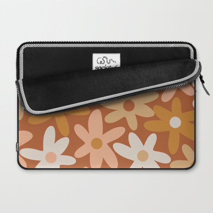 Daisy Time Floral Pattern Clay Blush Ochre Putty Earth Tones Laptop Sleeve Gallery Image 2
