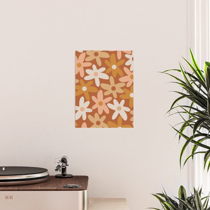 Daisy Time Floral Pattern Clay Blush Ochre Putty Earth Tones Poster Gallery Image 2
