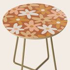 Daisy Time Floral Pattern Clay Blush Ochre Putty Earth Tones Side Table Gallery Image 2