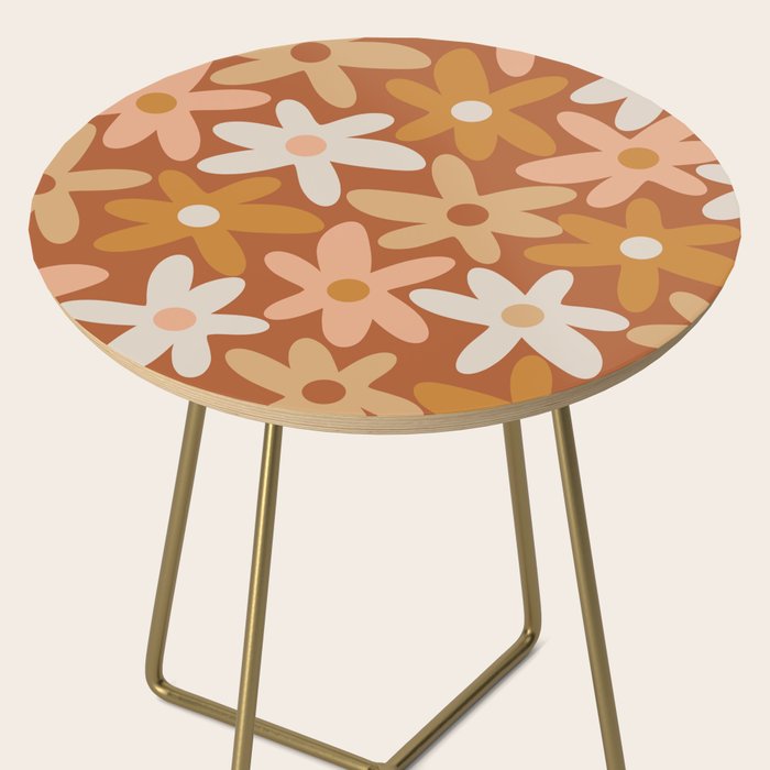 Daisy Time Floral Pattern Clay Blush Ochre Putty Earth Tones Side Table Gallery Image 2
