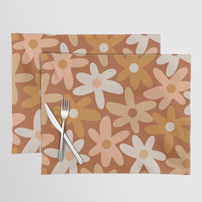 Daisy Time Floral Pattern Clay Blush Ochre Putty Earth Tones Placemat Gallery Image 1