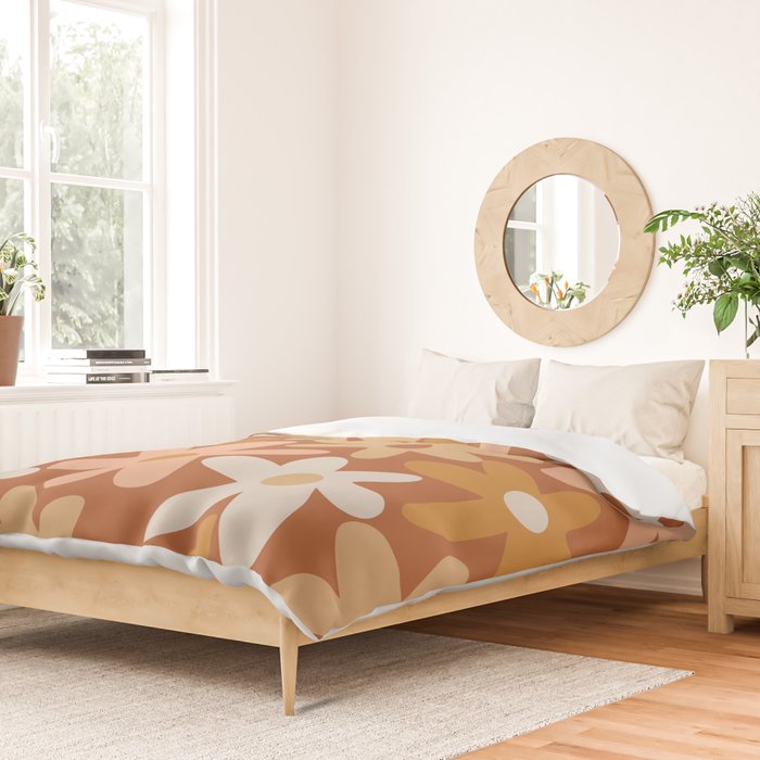 Daisy Time Floral Pattern Clay Blush Ochre Putty Earth Tones Duvet Cover Gallery Image 2