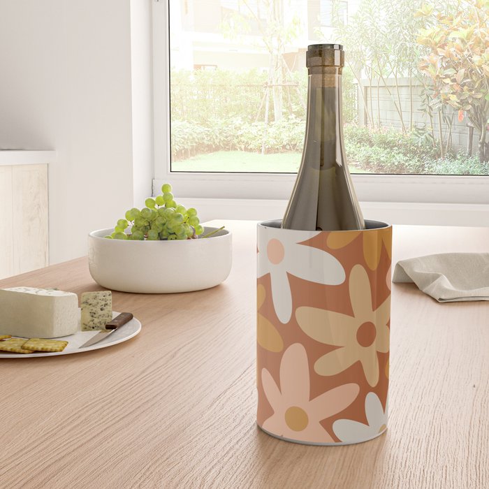 Daisy Time Floral Pattern Clay Blush Ochre Putty Earth Tones Wine Chiller Gallery Image 4