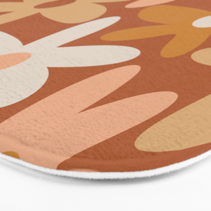 Daisy Time Floral Pattern Clay Blush Ochre Putty Earth Tones Bath Mat Gallery Image 3