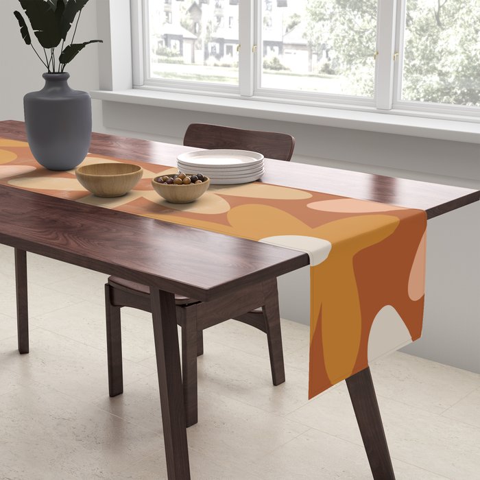 Daisy Time Floral Pattern Clay Blush Ochre Putty Earth Tones Table Runner Gallery Image 2