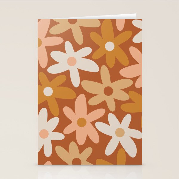 Daisy Time Floral Pattern Clay Blush Ochre Putty Earth Tones Stationery Card Gallery Image 2