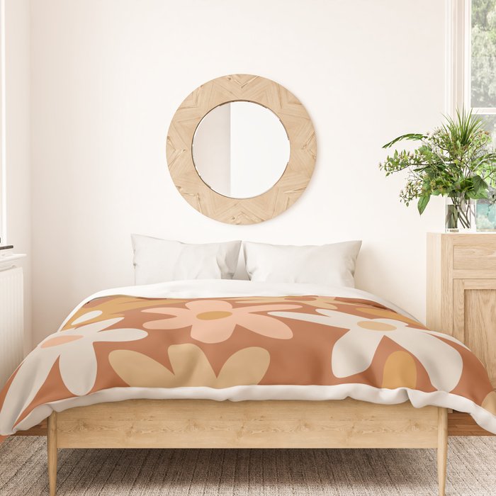 Daisy Time Floral Pattern Clay Blush Ochre Putty Earth Tones Duvet Cover Gallery Image 3