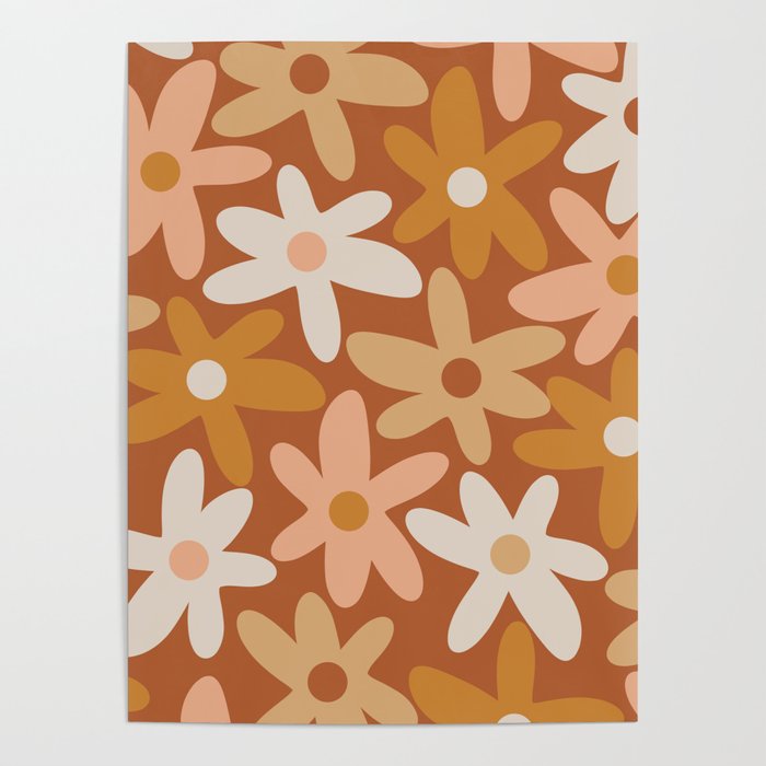 Daisy Time Floral Pattern Clay Blush Ochre Putty Earth Tones Poster Gallery Image 4