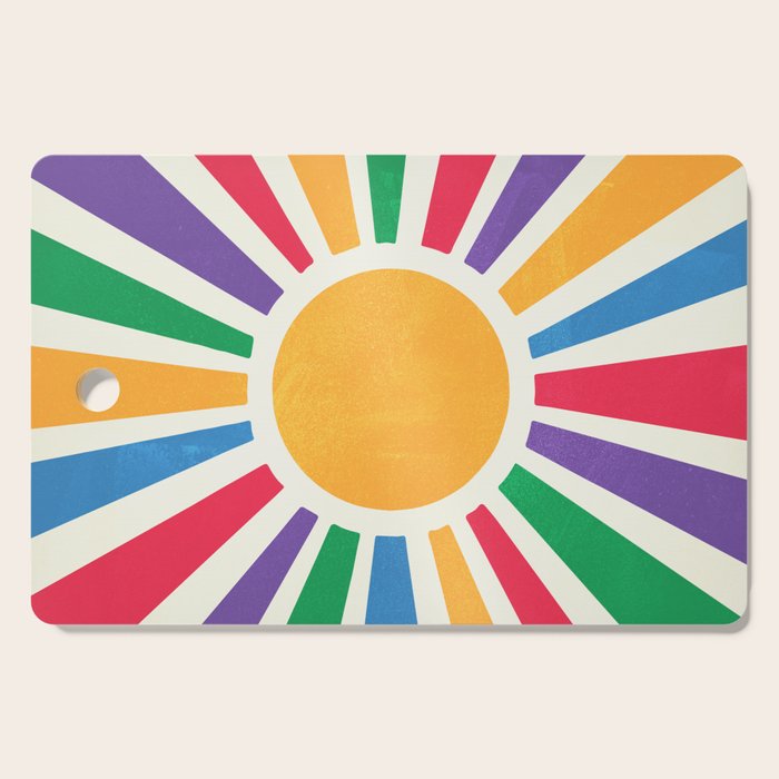 Retro Sunrise 2: 80s Rainbow Edition Cutting Board Gallery Image 1