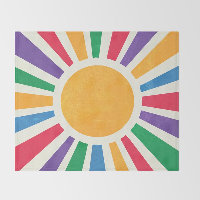 Retro Sunrise 2: 80s Rainbow Edition Throw Blanket Gallery Image 2