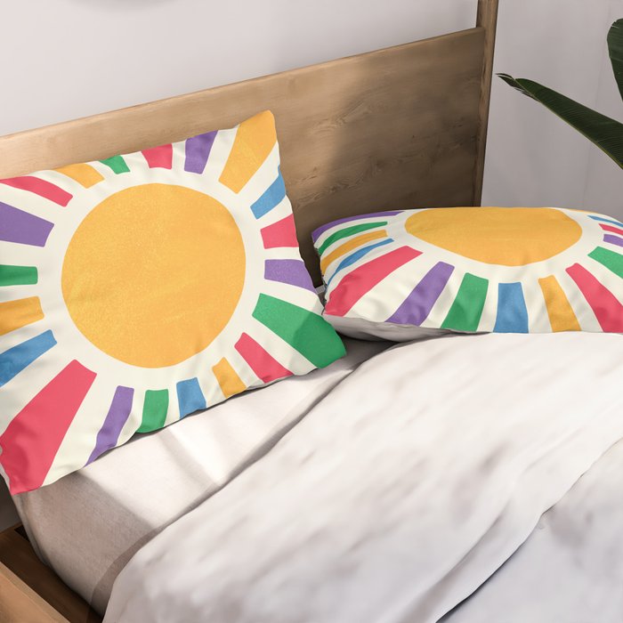 Retro Sunrise 2: 80s Rainbow Edition Pillow Sham Gallery Image 2