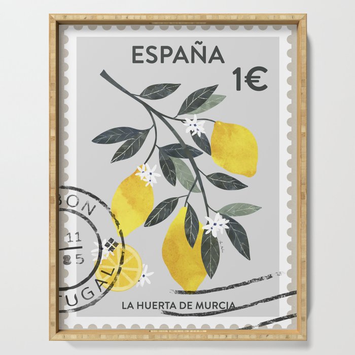 POSTAL STAMP SPAIN Serving Tray Gallery Image 1