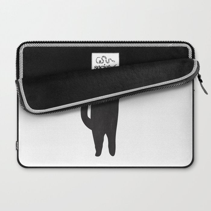 Black cat with flute Laptop Sleeve Gallery Image 2