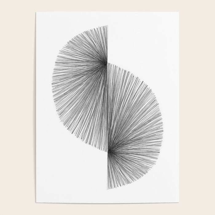 Mid Century Modern Geometric Abstract S Shape Line Drawing Pattern Poster Gallery Image 1