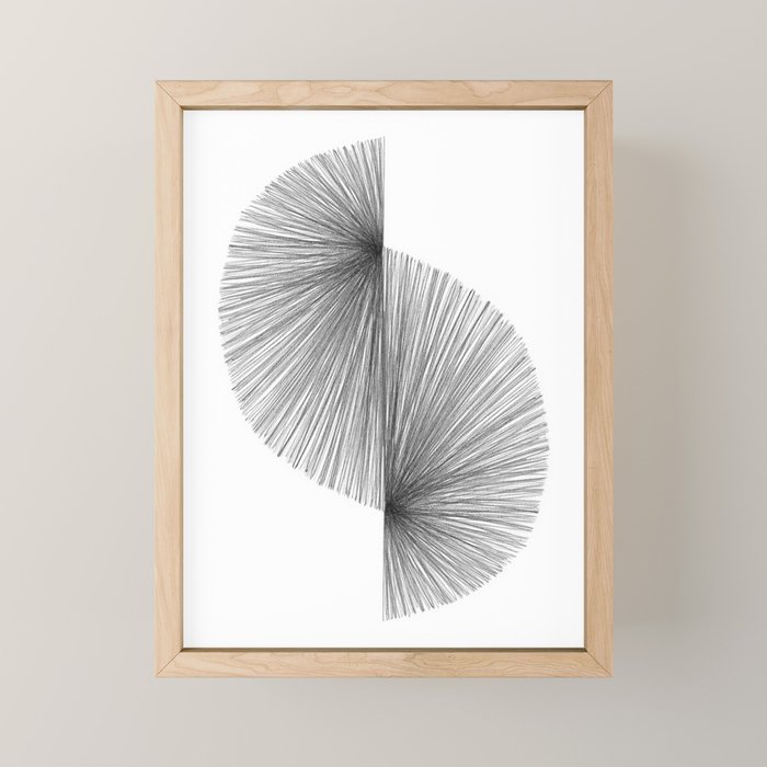 Mid Century Modern Geometric Abstract S Shape Line Drawing Pattern Mini Art Print Gallery Image 1