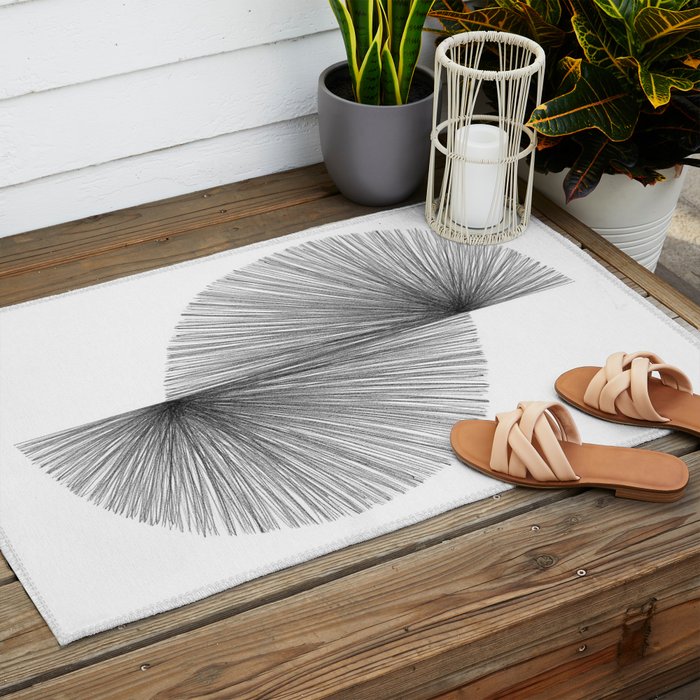 Mid Century Modern Geometric Abstract S Shape Line Drawing Pattern Outdoor Rug Gallery Image 2