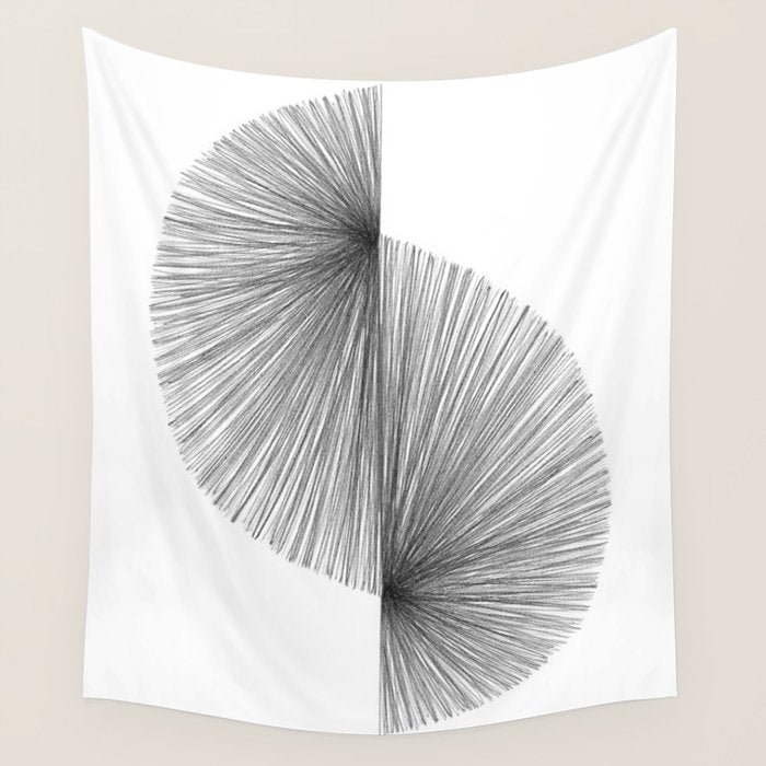 Mid Century Modern Geometric Abstract S Shape Line Drawing Pattern Wall Tapestry Gallery Image 1