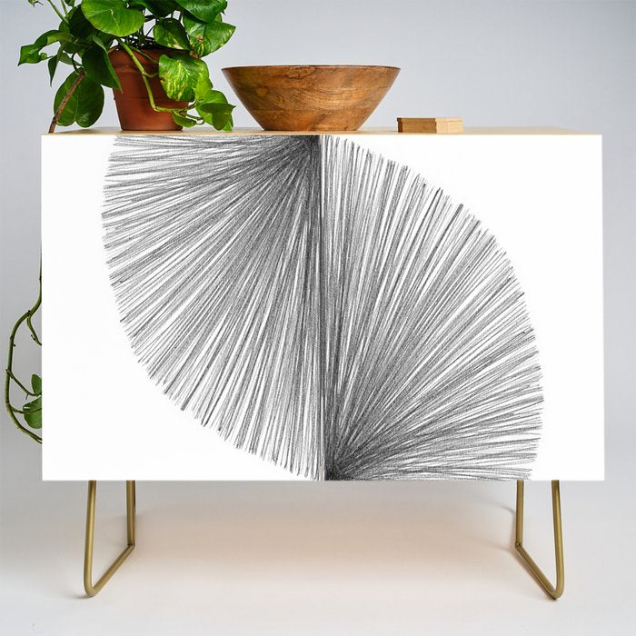 Mid Century Modern Geometric Abstract S Shape Line Drawing Pattern Credenza Gallery Image 1