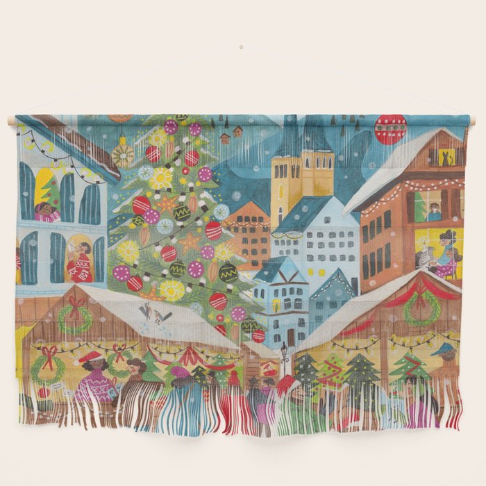 Christmas market in the village Wall Hanging Gallery Image 1