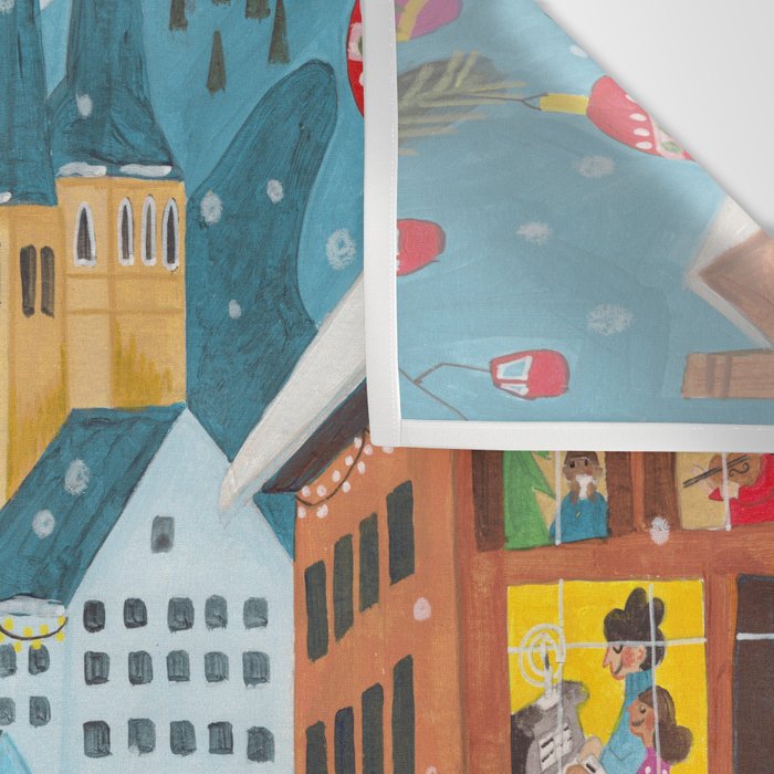 Christmas market in the village Wall Tapestry Gallery Image 3