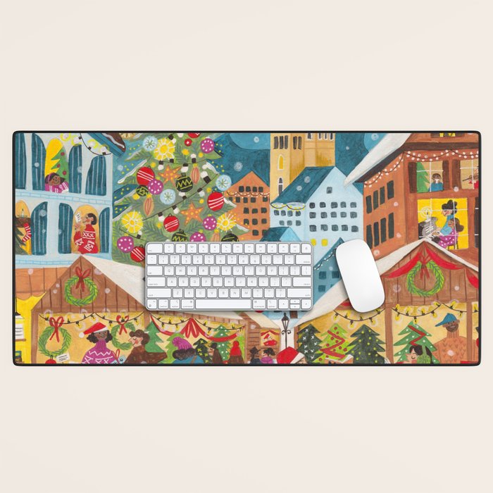 Christmas market in the village Desk Mat Gallery Image 1