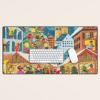 Christmas market in the village Desk Mat Gallery Image 1