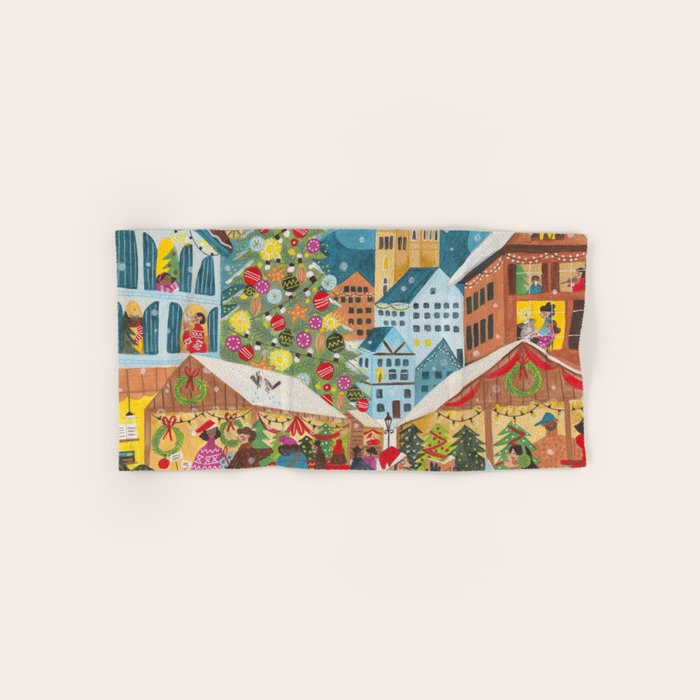 Christmas market in the village Bath Towel Gallery Image 1