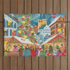 Christmas market in the village Outdoor Rug Gallery Image 1
