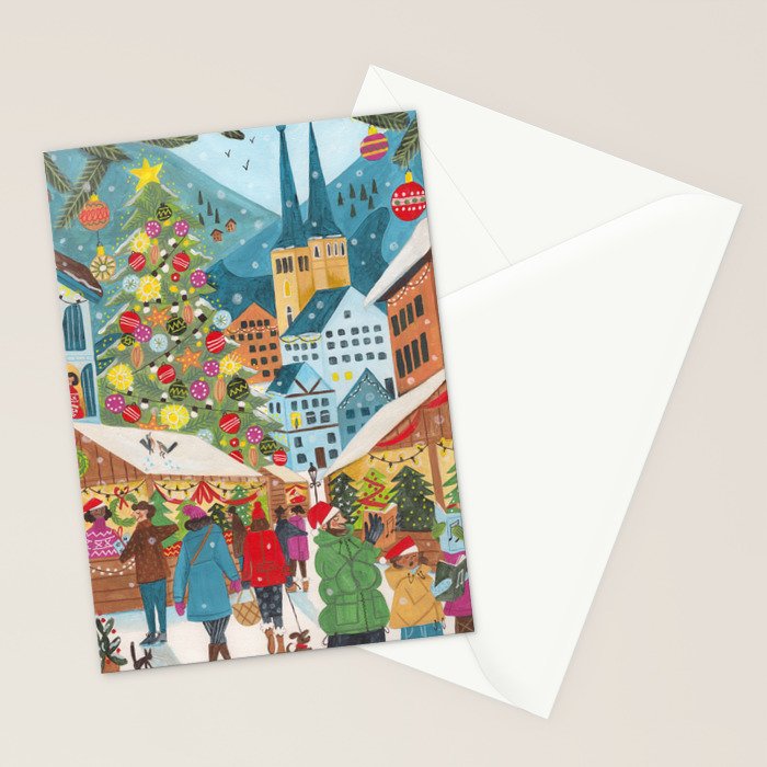 Christmas market in the village Stationery Card Gallery Image 2