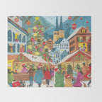 Christmas market in the village Throw Blanket Gallery Image 2